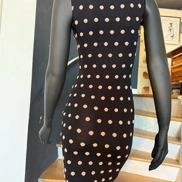 BCBGMaxAzria Black and Cream Polka Dot Mini Dress - Picture 5 of 7